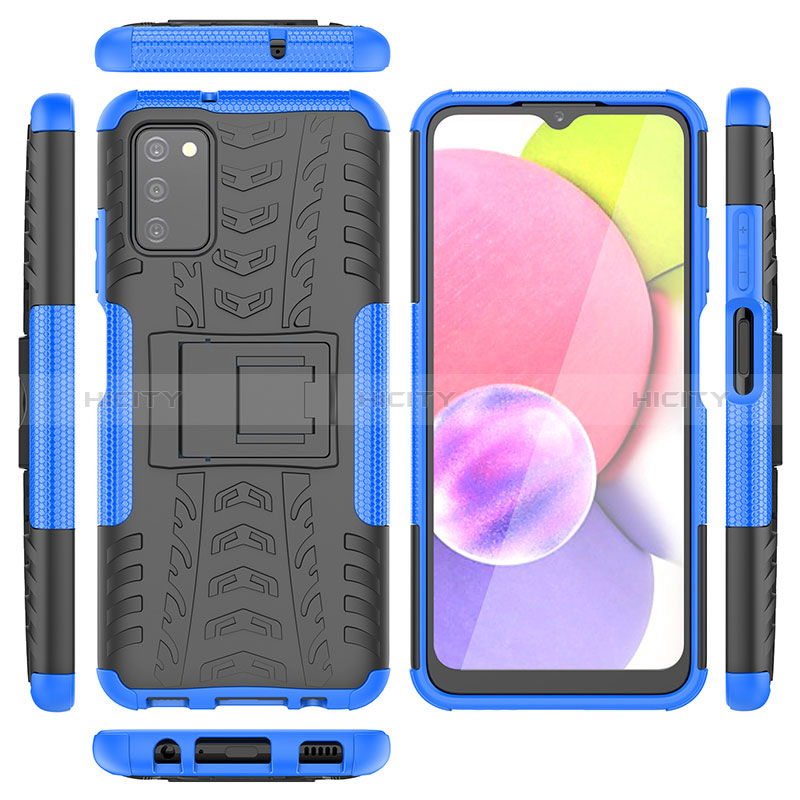 Silicone Matte Finish and Plastic Back Cover Case with Stand JX2 for Samsung Galaxy A03s