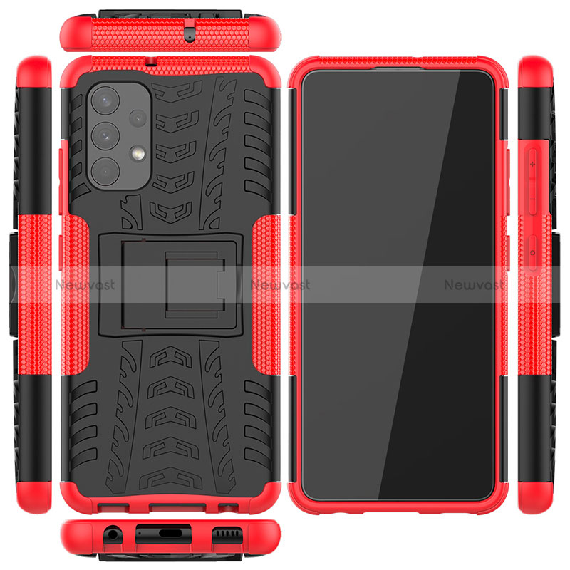 Silicone Matte Finish and Plastic Back Cover Case with Stand JX2 for Samsung Galaxy A32 5G