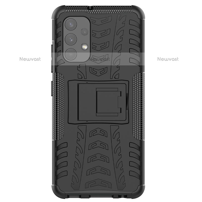 Silicone Matte Finish and Plastic Back Cover Case with Stand JX2 for Samsung Galaxy M32 5G