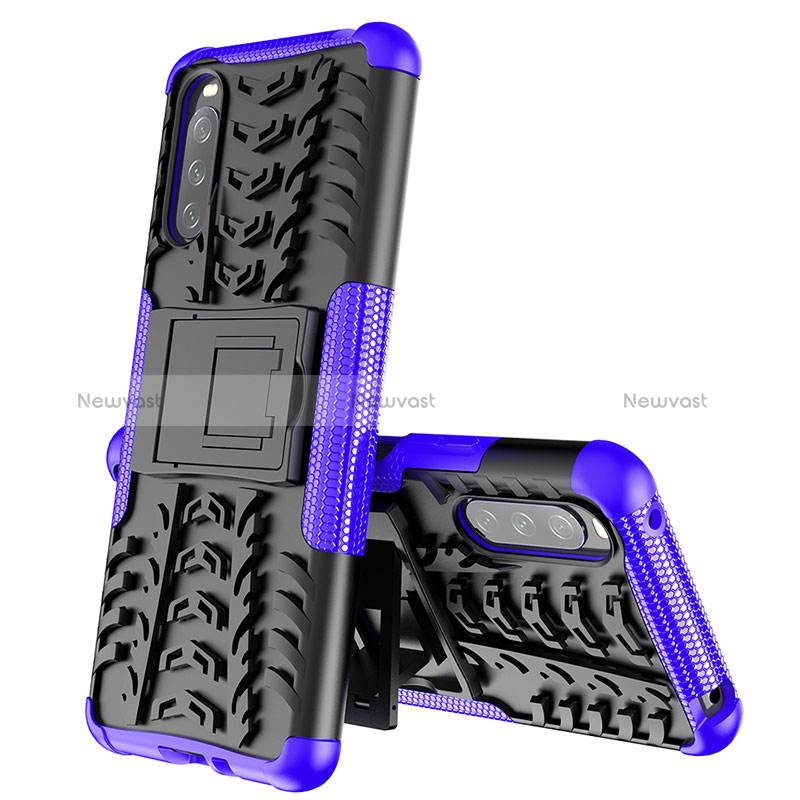 Silicone Matte Finish and Plastic Back Cover Case with Stand JX2 for Sony Xperia 10 III SO-52B