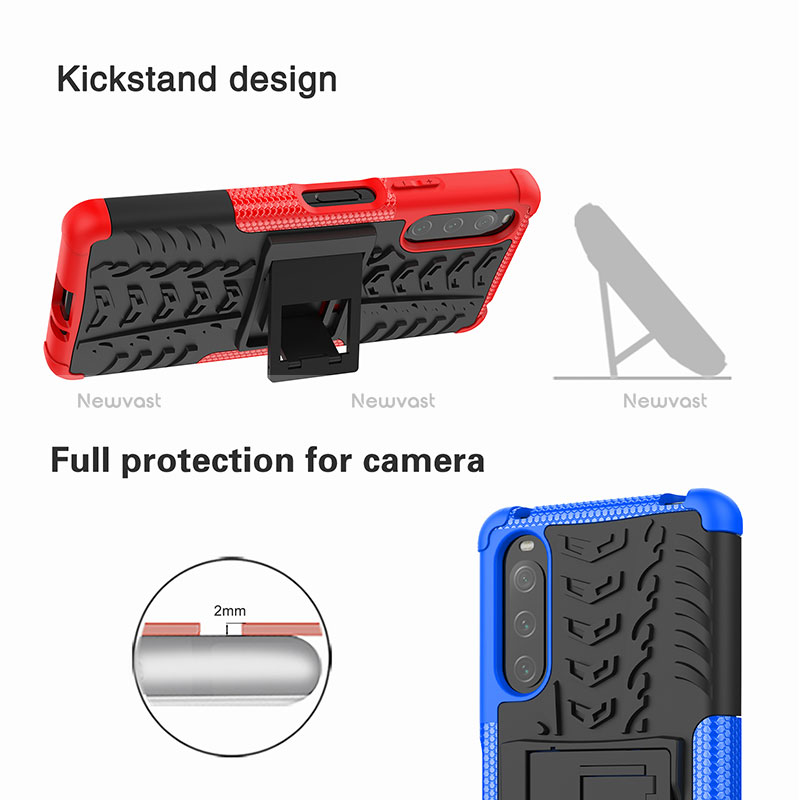 Silicone Matte Finish and Plastic Back Cover Case with Stand JX2 for Sony Xperia 10 IV SOG07