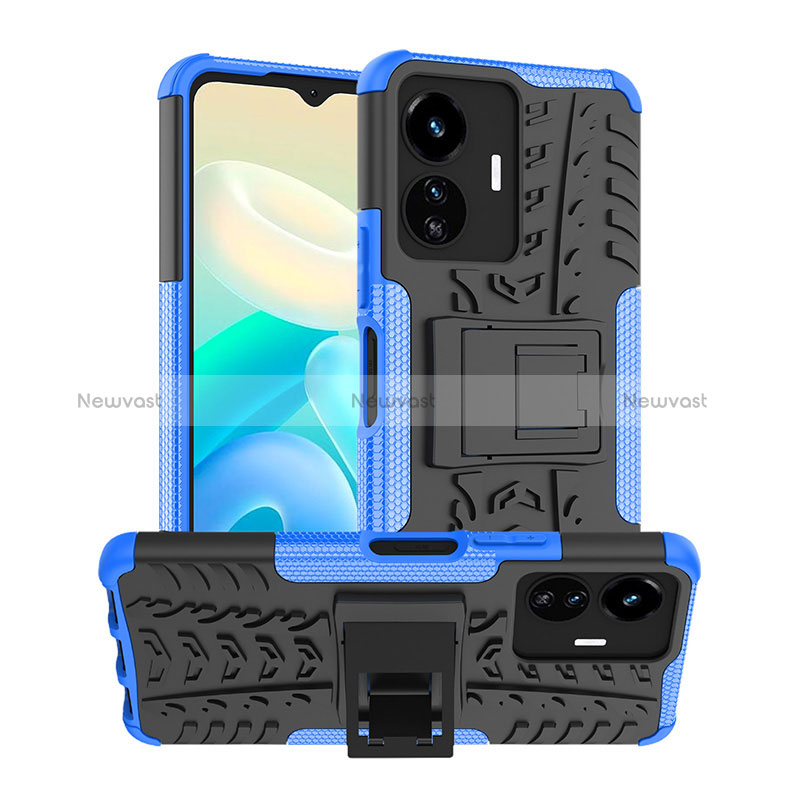 Silicone Matte Finish and Plastic Back Cover Case with Stand JX2 for Vivo iQOO Z6 Lite 5G