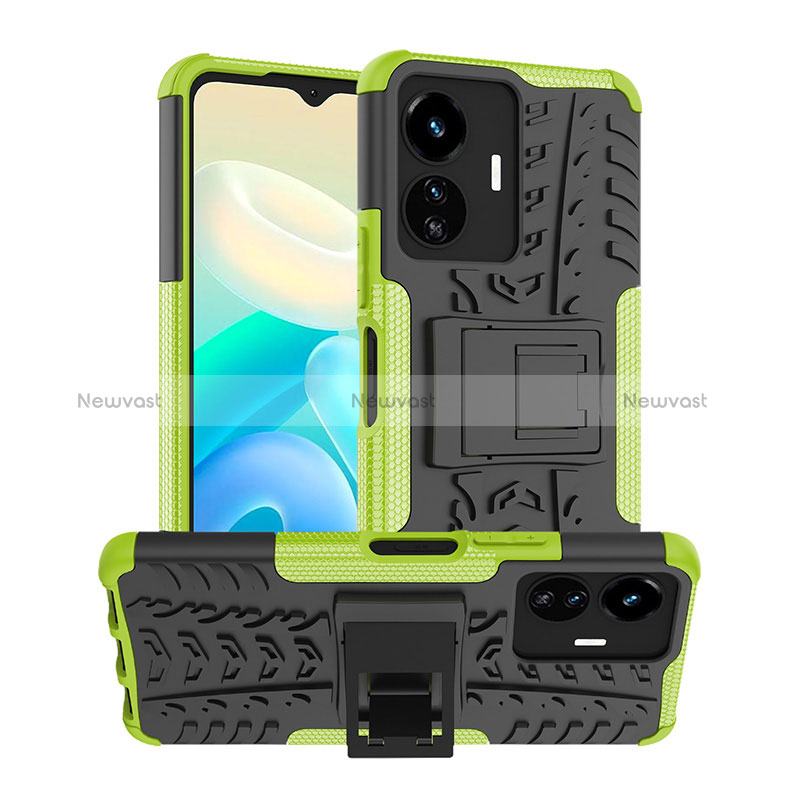 Silicone Matte Finish and Plastic Back Cover Case with Stand JX2 for Vivo iQOO Z6 Lite 5G