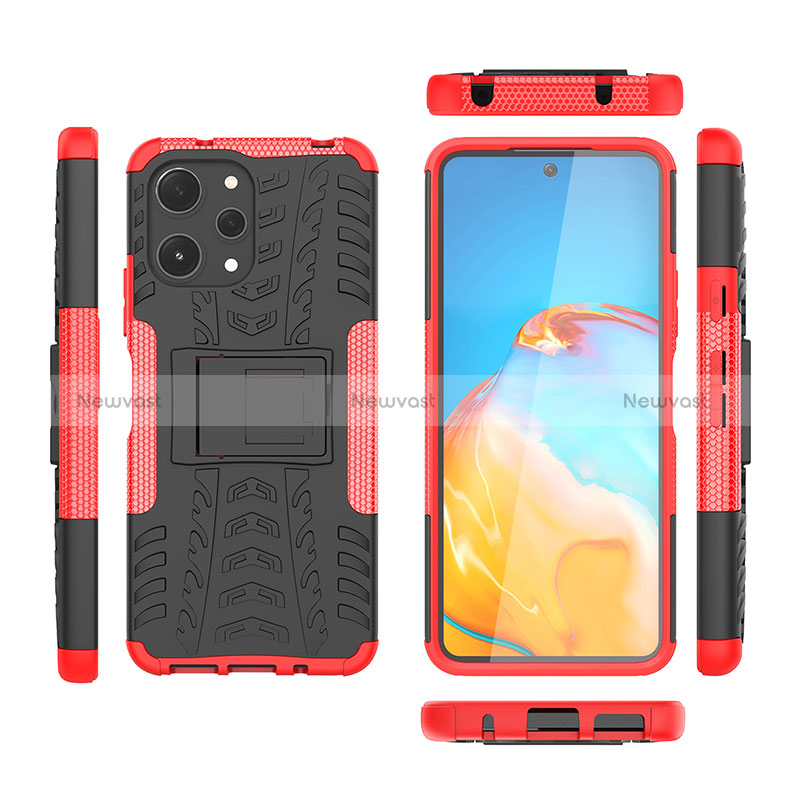 Silicone Matte Finish and Plastic Back Cover Case with Stand JX2 for Xiaomi Redmi 12 4G