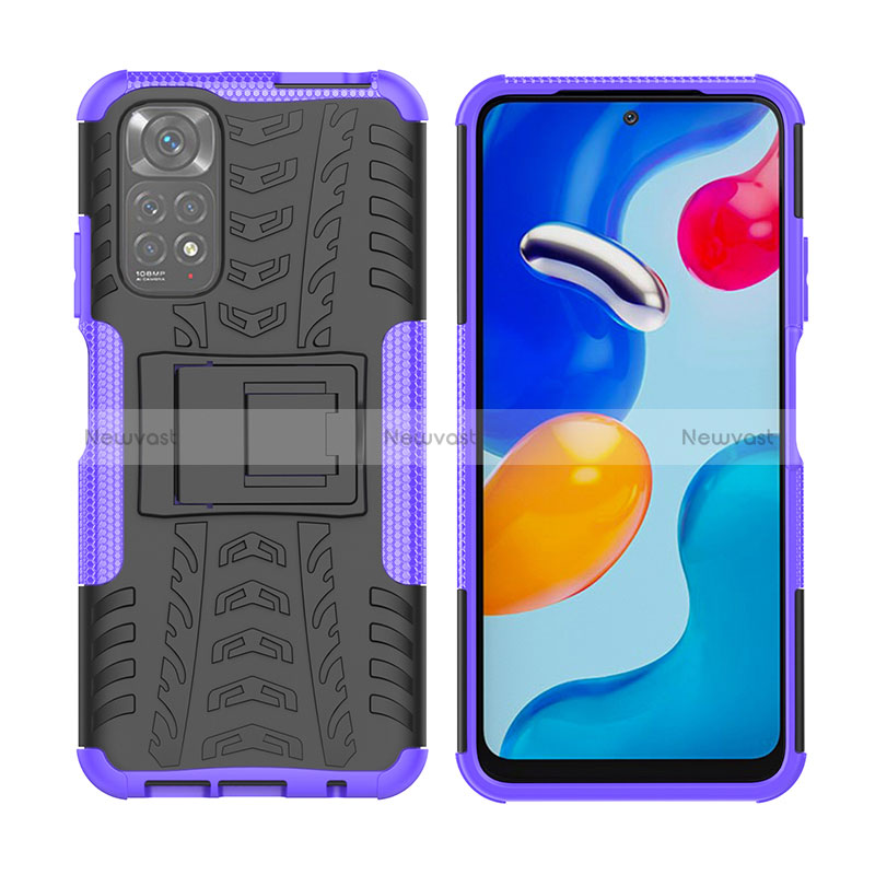 Silicone Matte Finish and Plastic Back Cover Case with Stand JX2 for Xiaomi Redmi Note 11S 4G