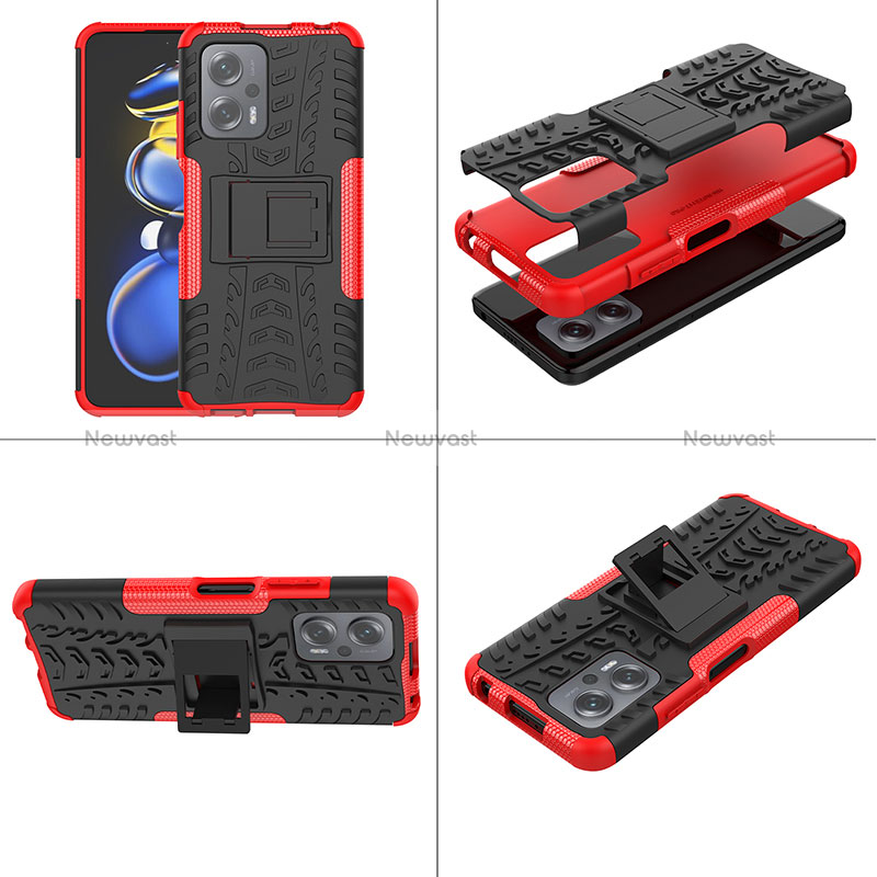 Silicone Matte Finish and Plastic Back Cover Case with Stand JX2 for Xiaomi Redmi Note 11T Pro 5G
