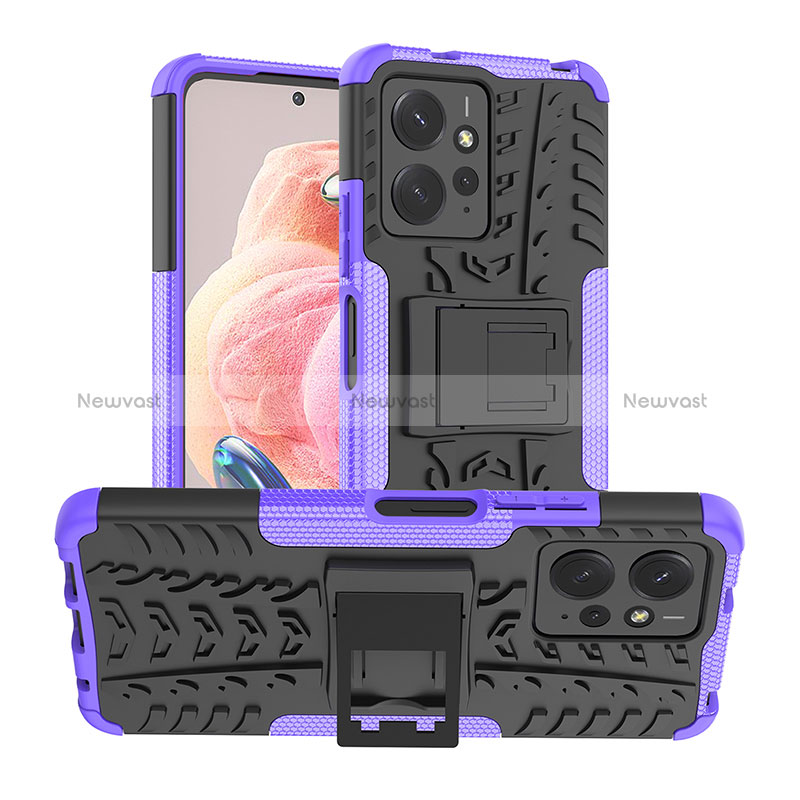 Silicone Matte Finish and Plastic Back Cover Case with Stand JX2 for Xiaomi Redmi Note 12 4G