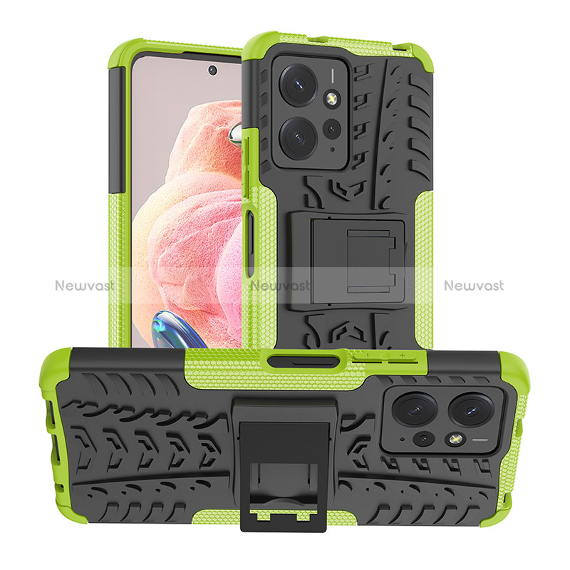 Silicone Matte Finish and Plastic Back Cover Case with Stand JX2 for Xiaomi Redmi Note 12 4G