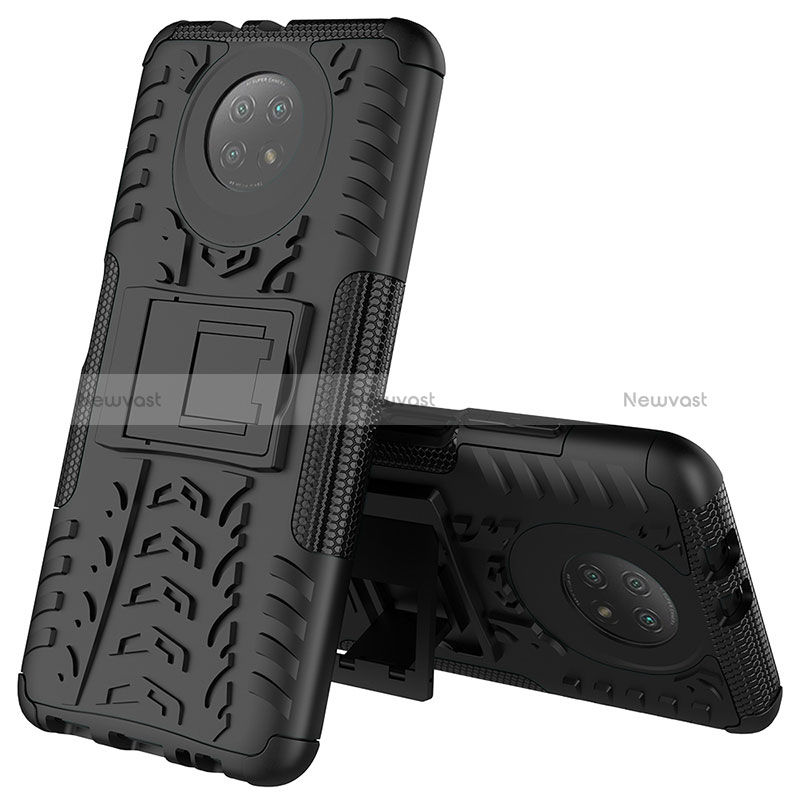 Silicone Matte Finish and Plastic Back Cover Case with Stand JX2 for Xiaomi Redmi Note 9 5G