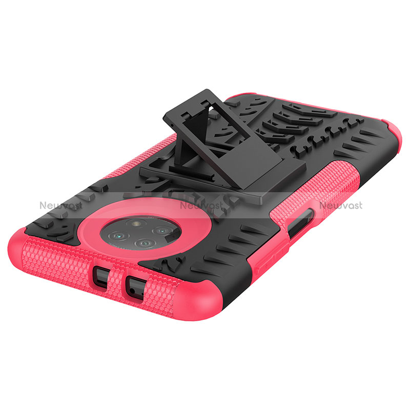 Silicone Matte Finish and Plastic Back Cover Case with Stand JX2 for Xiaomi Redmi Note 9T 5G
