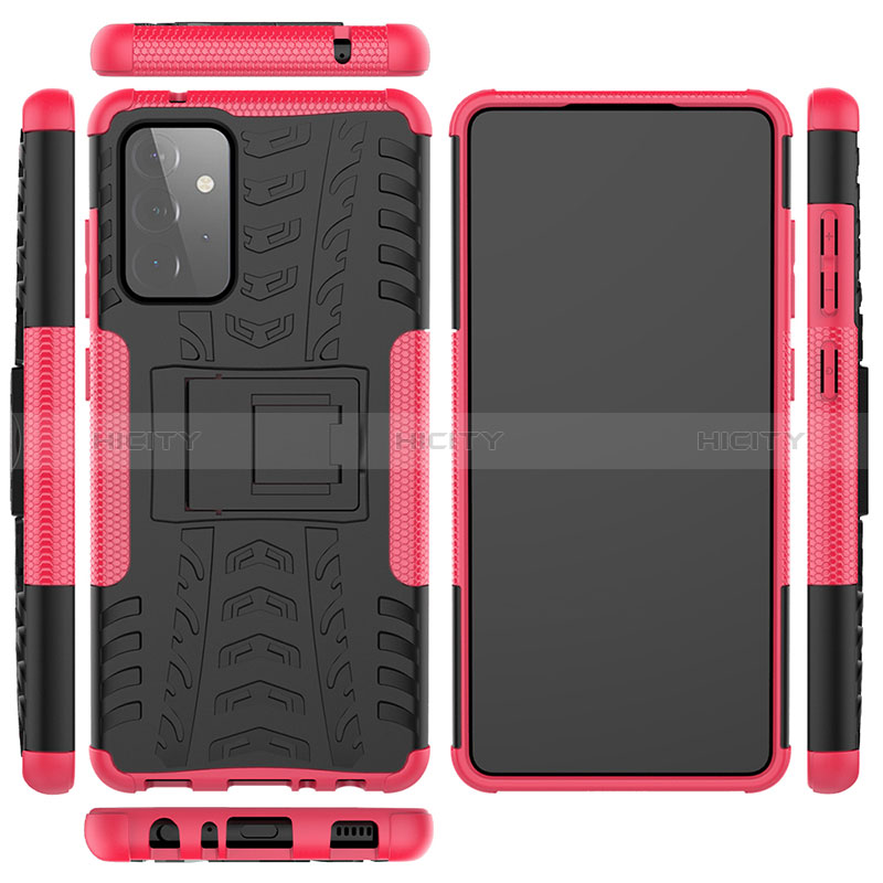 Silicone Matte Finish and Plastic Back Cover Case with Stand JX3 for Samsung Galaxy A72 4G