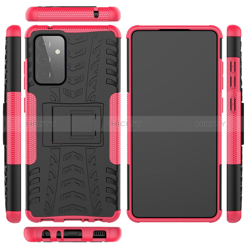 Silicone Matte Finish and Plastic Back Cover Case with Stand JX3 for Samsung Galaxy A72 5G