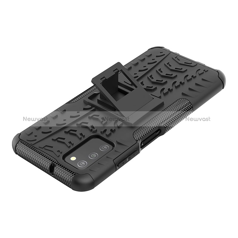 Silicone Matte Finish and Plastic Back Cover Case with Stand JX4 for Samsung Galaxy F02S SM-E025F