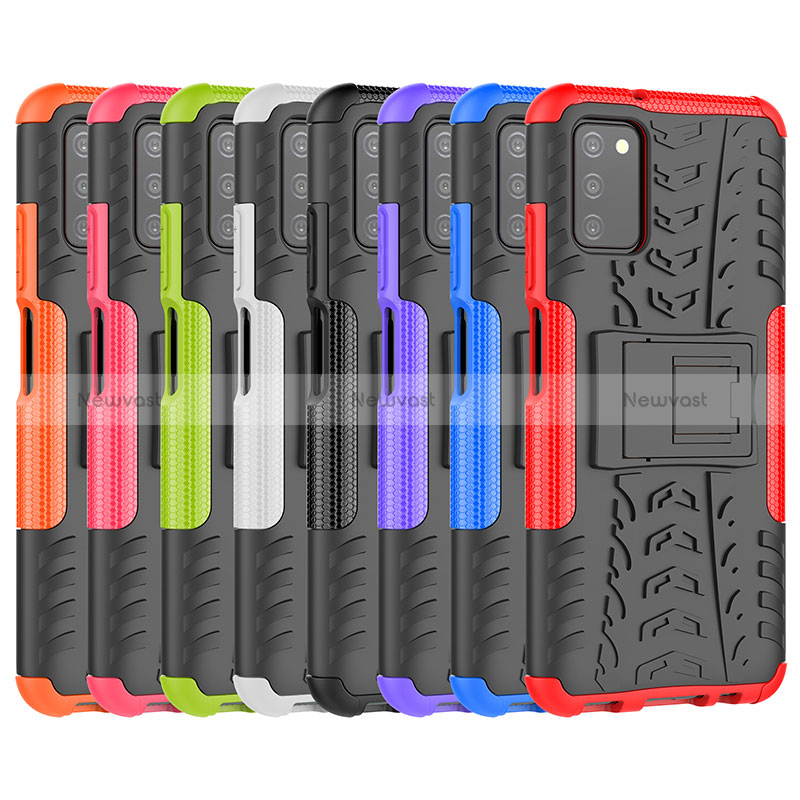 Silicone Matte Finish and Plastic Back Cover Case with Stand JX4 for Samsung Galaxy M02s