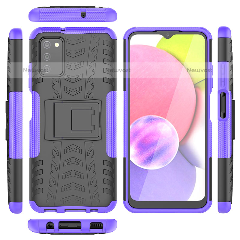 Silicone Matte Finish and Plastic Back Cover Case with Stand JX5 for Samsung Galaxy A02s