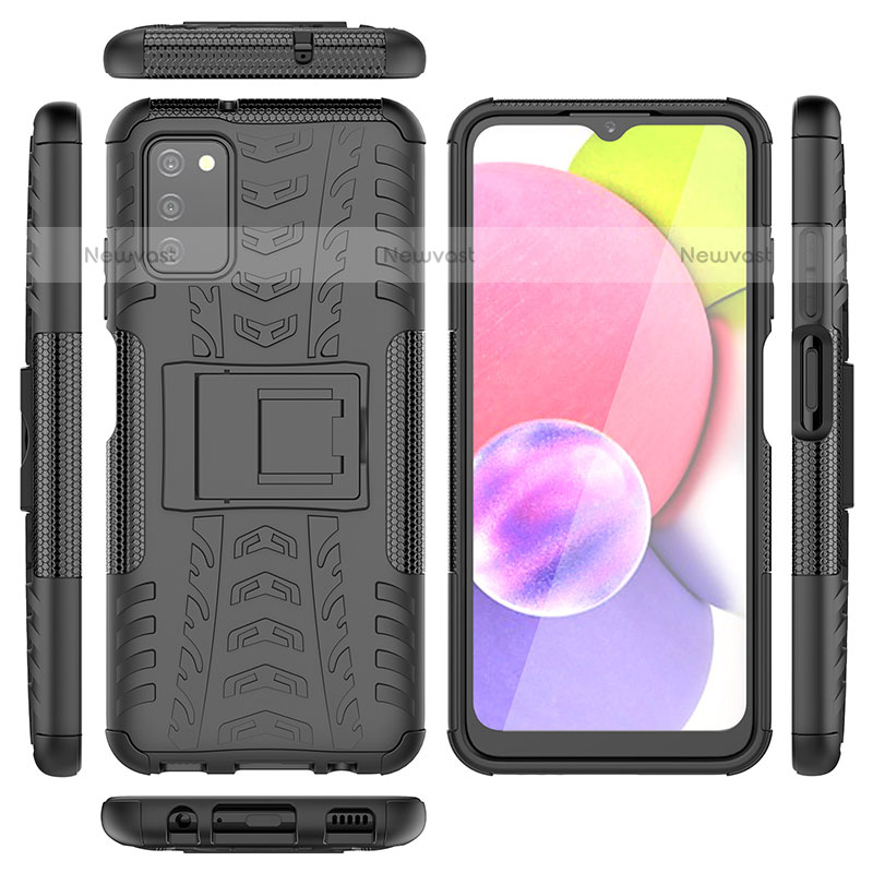 Silicone Matte Finish and Plastic Back Cover Case with Stand JX5 for Samsung Galaxy A02s