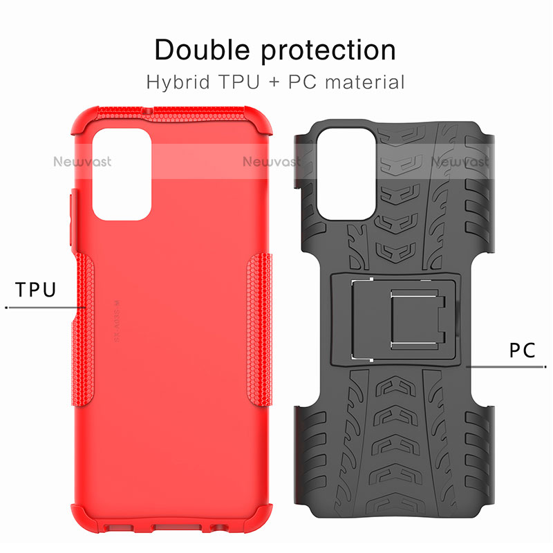 Silicone Matte Finish and Plastic Back Cover Case with Stand JX5 for Samsung Galaxy A02s