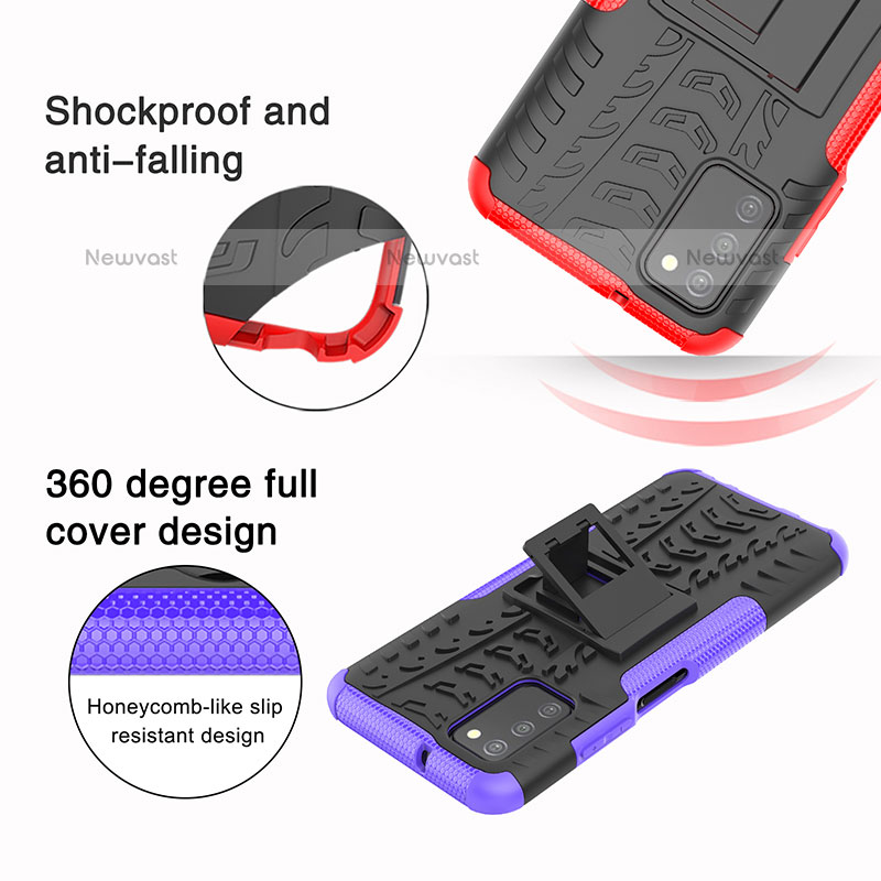 Silicone Matte Finish and Plastic Back Cover Case with Stand JX5 for Samsung Galaxy A02s