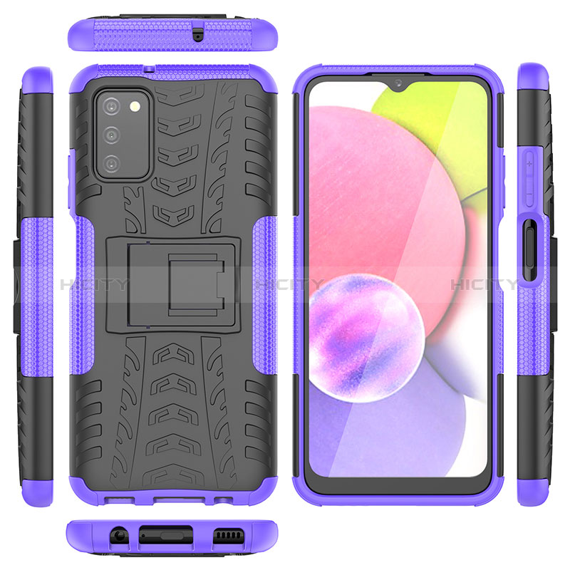 Silicone Matte Finish and Plastic Back Cover Case with Stand JX5 for Samsung Galaxy A03s