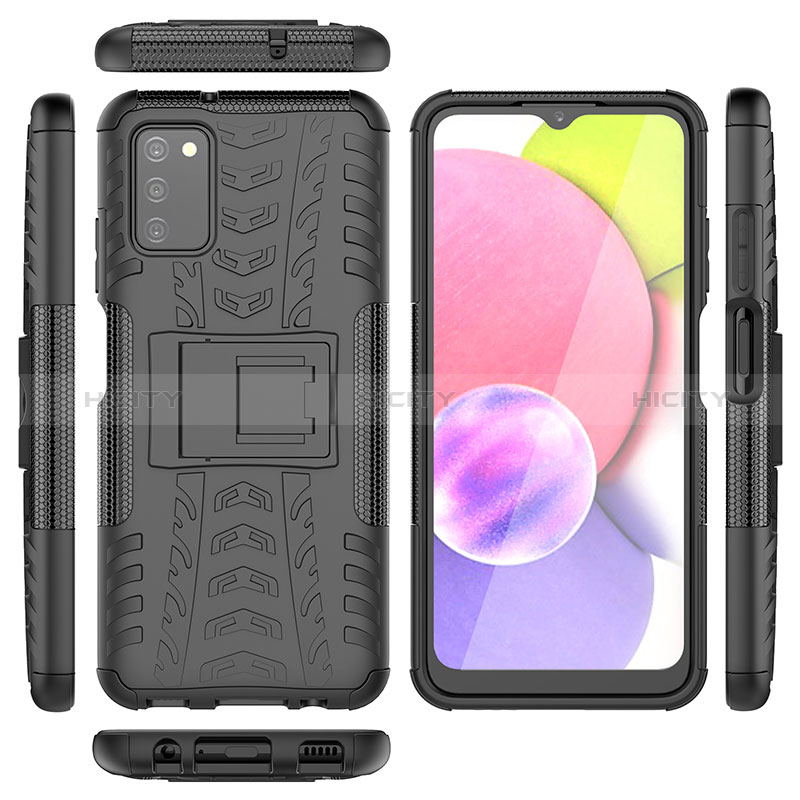 Silicone Matte Finish and Plastic Back Cover Case with Stand JX5 for Samsung Galaxy A03s