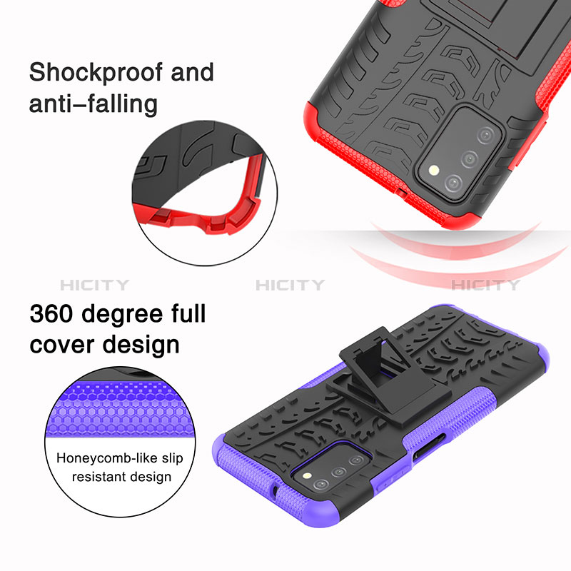 Silicone Matte Finish and Plastic Back Cover Case with Stand JX5 for Samsung Galaxy A03s