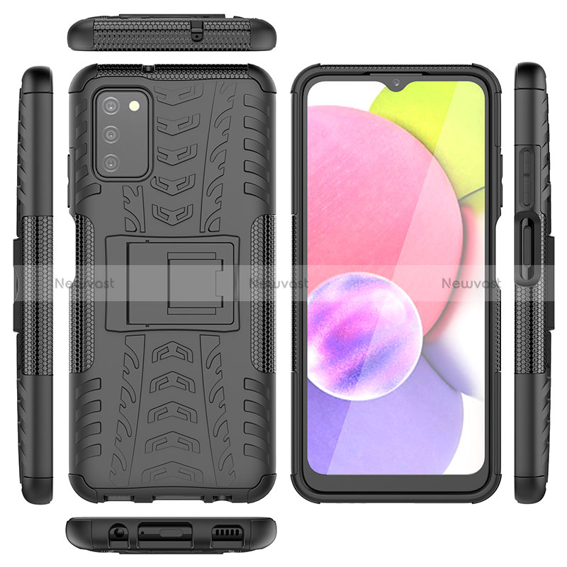 Silicone Matte Finish and Plastic Back Cover Case with Stand JX5 for Samsung Galaxy M02s