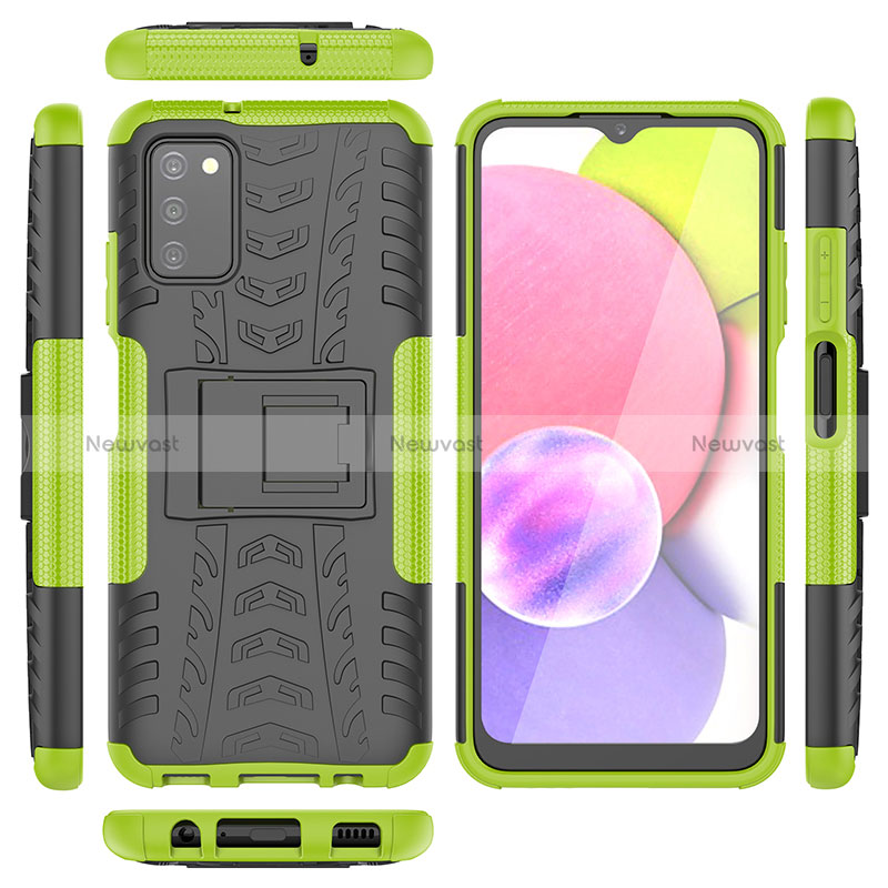 Silicone Matte Finish and Plastic Back Cover Case with Stand JX5 for Samsung Galaxy M02s Green