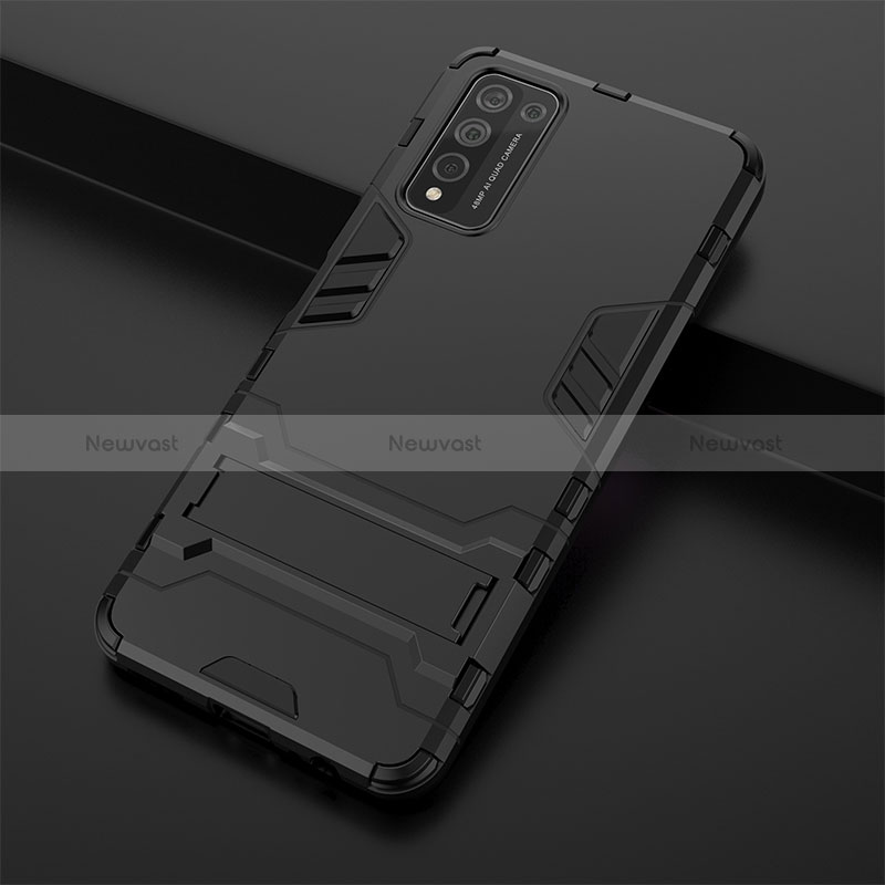 Silicone Matte Finish and Plastic Back Cover Case with Stand KC1 for Huawei Honor 10X Lite