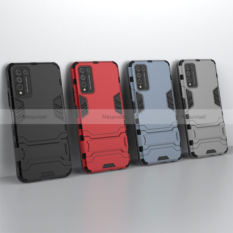 Silicone Matte Finish and Plastic Back Cover Case with Stand KC1 for Huawei Honor 10X Lite