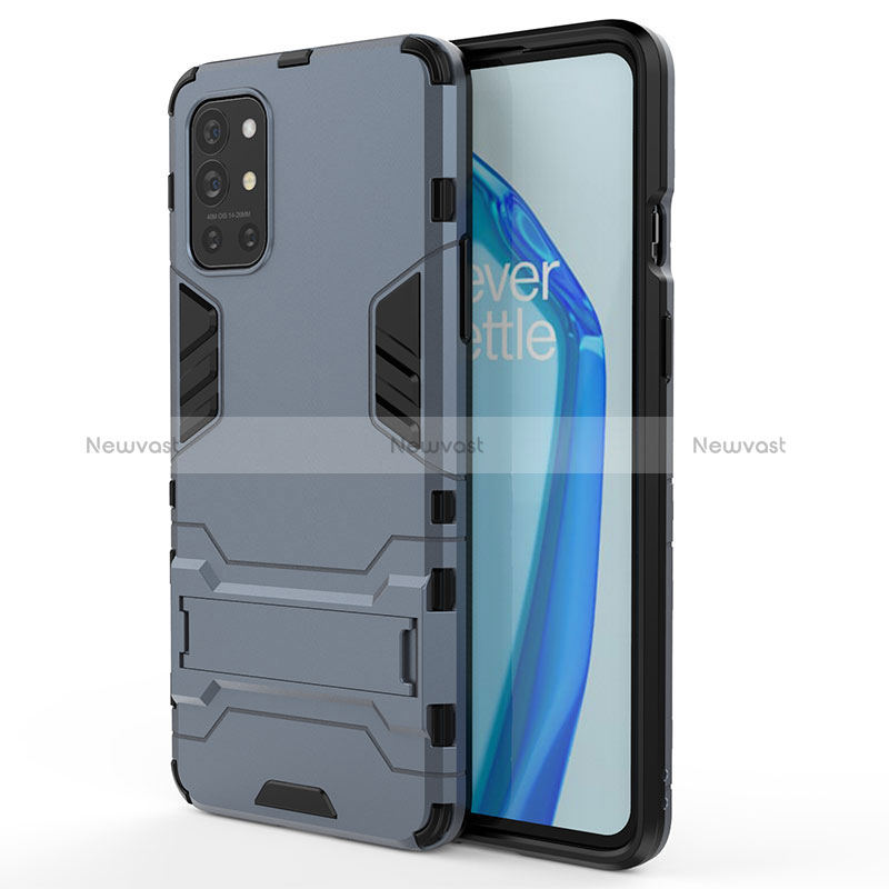 Silicone Matte Finish and Plastic Back Cover Case with Stand KC1 for OnePlus 9R 5G