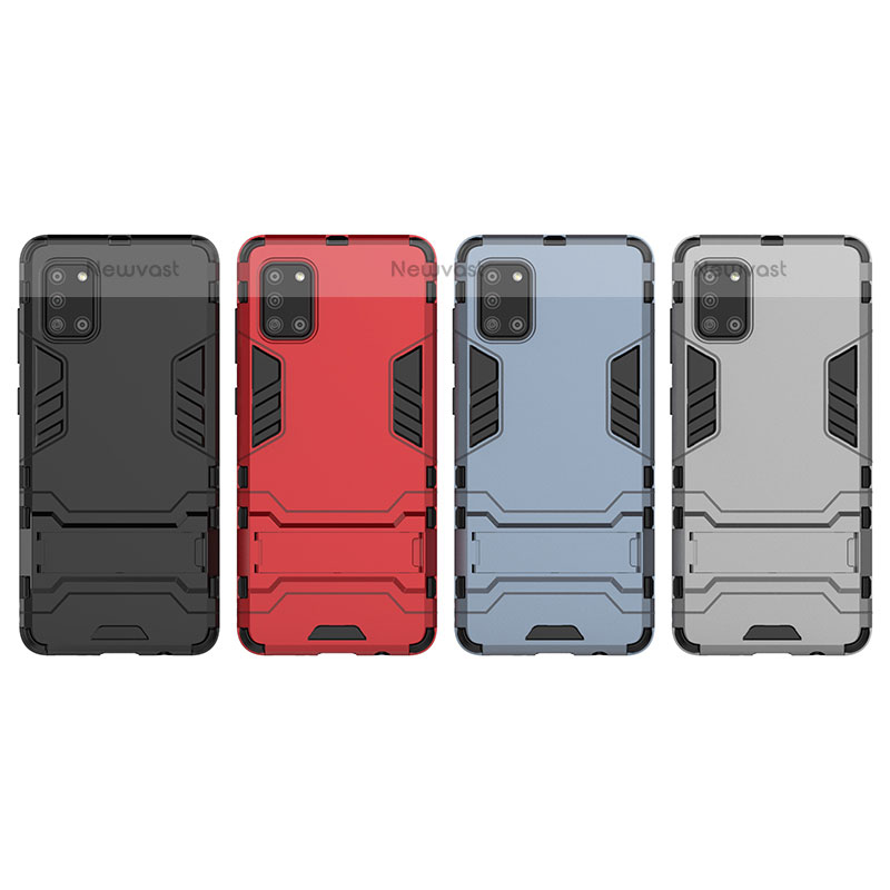 Silicone Matte Finish and Plastic Back Cover Case with Stand KC1 for Samsung Galaxy A31