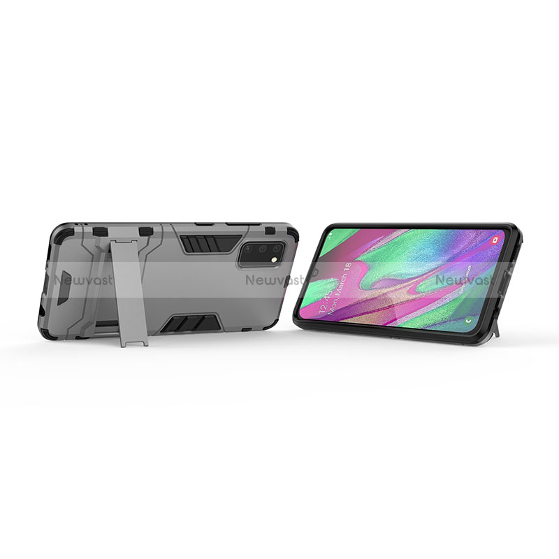 Silicone Matte Finish and Plastic Back Cover Case with Stand KC1 for Samsung Galaxy A41