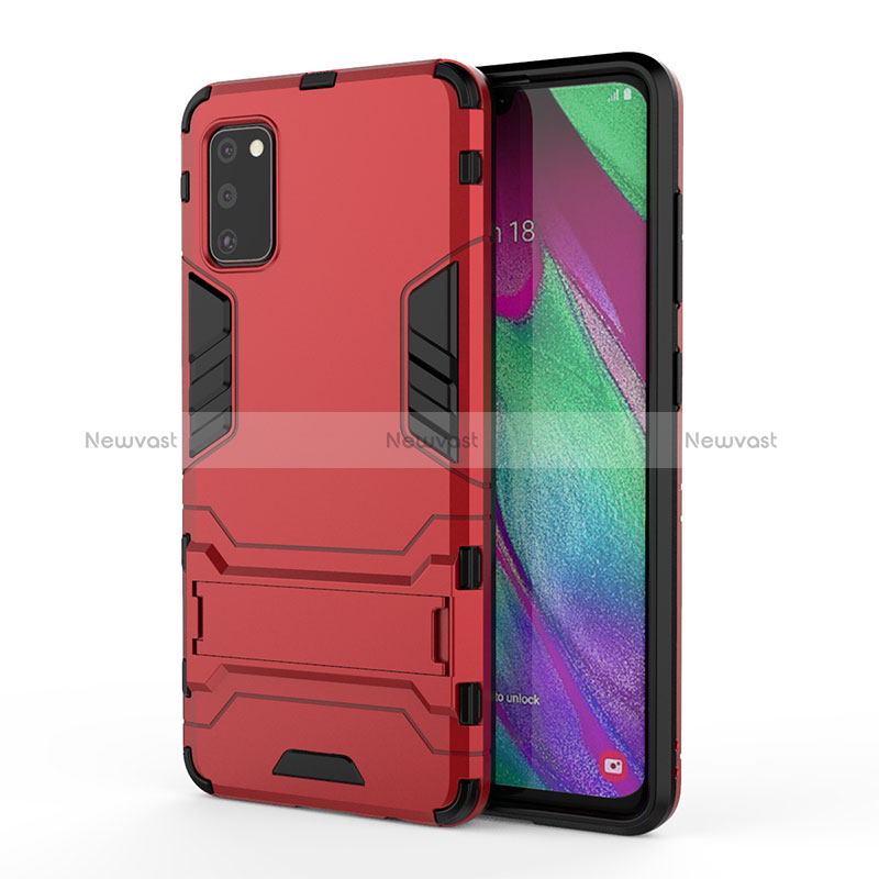 Silicone Matte Finish and Plastic Back Cover Case with Stand KC1 for Samsung Galaxy A41