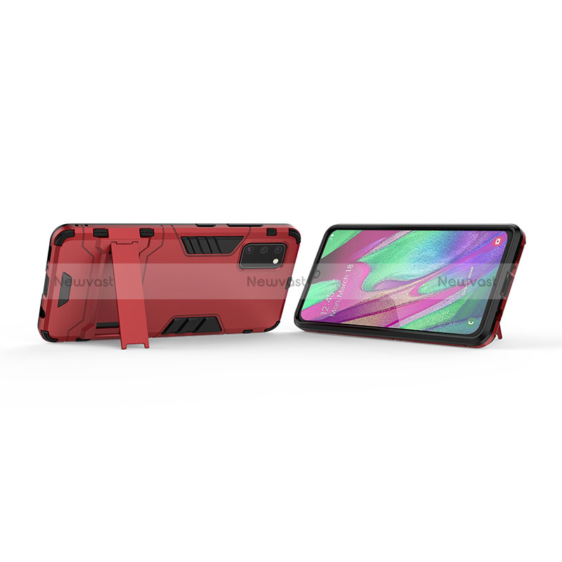 Silicone Matte Finish and Plastic Back Cover Case with Stand KC1 for Samsung Galaxy A41