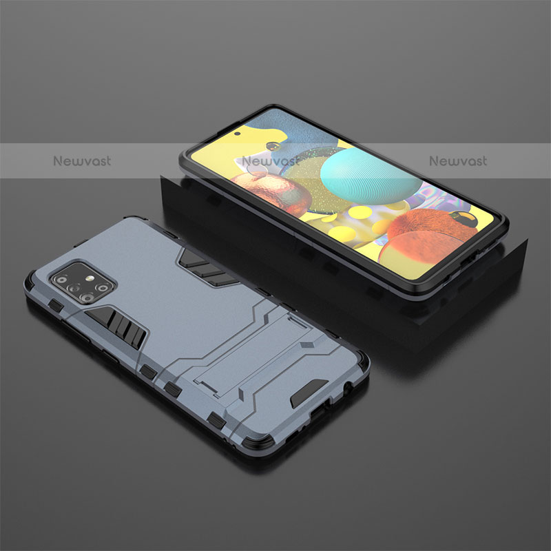 Silicone Matte Finish and Plastic Back Cover Case with Stand KC1 for Samsung Galaxy A51 4G