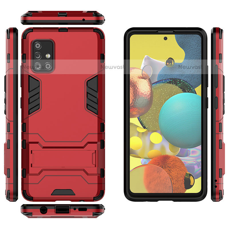 Silicone Matte Finish and Plastic Back Cover Case with Stand KC1 for Samsung Galaxy A51 4G