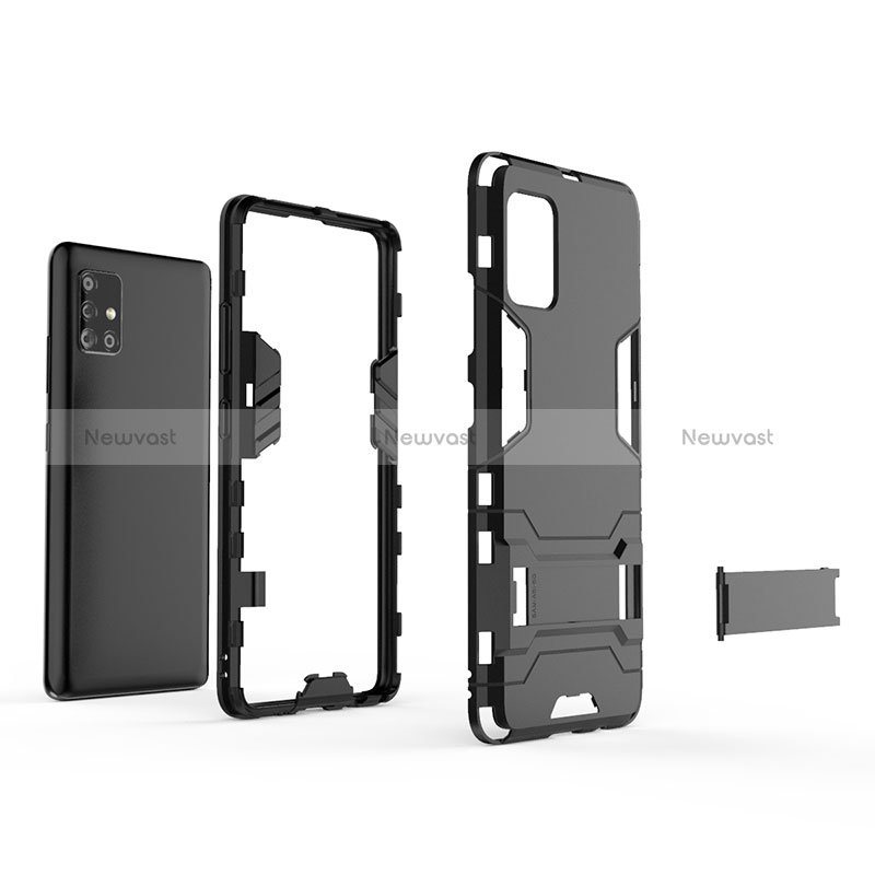 Silicone Matte Finish and Plastic Back Cover Case with Stand KC1 for Samsung Galaxy A51 5G