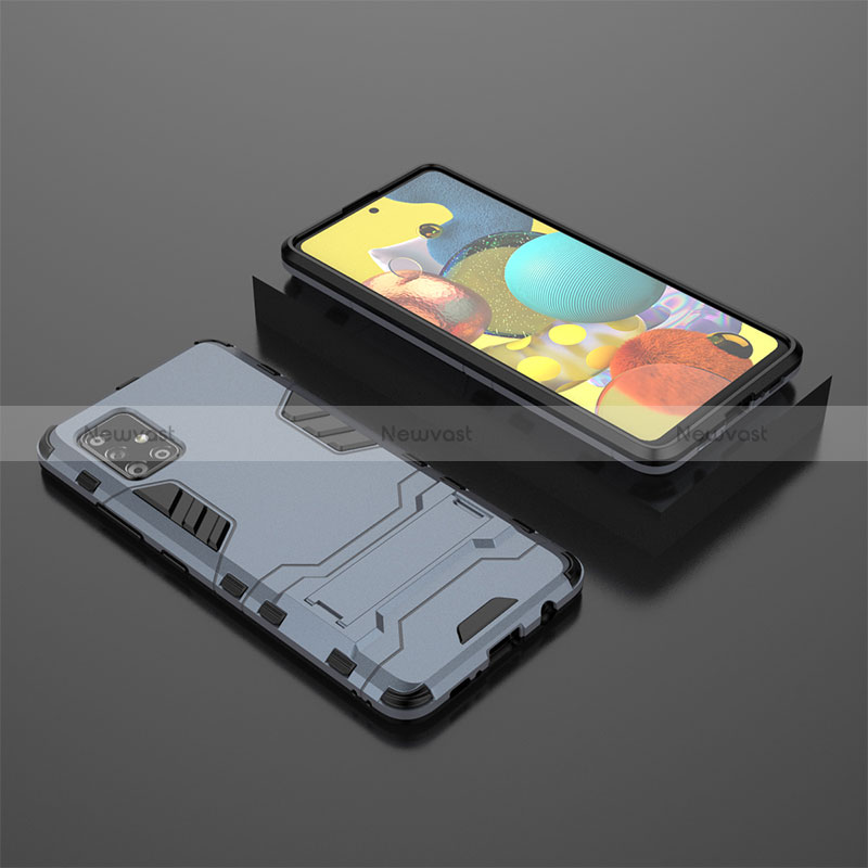 Silicone Matte Finish and Plastic Back Cover Case with Stand KC1 for Samsung Galaxy A51 5G