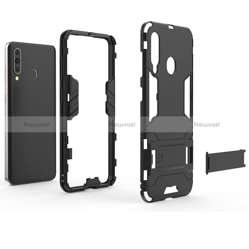 Silicone Matte Finish and Plastic Back Cover Case with Stand KC1 for Samsung Galaxy A60