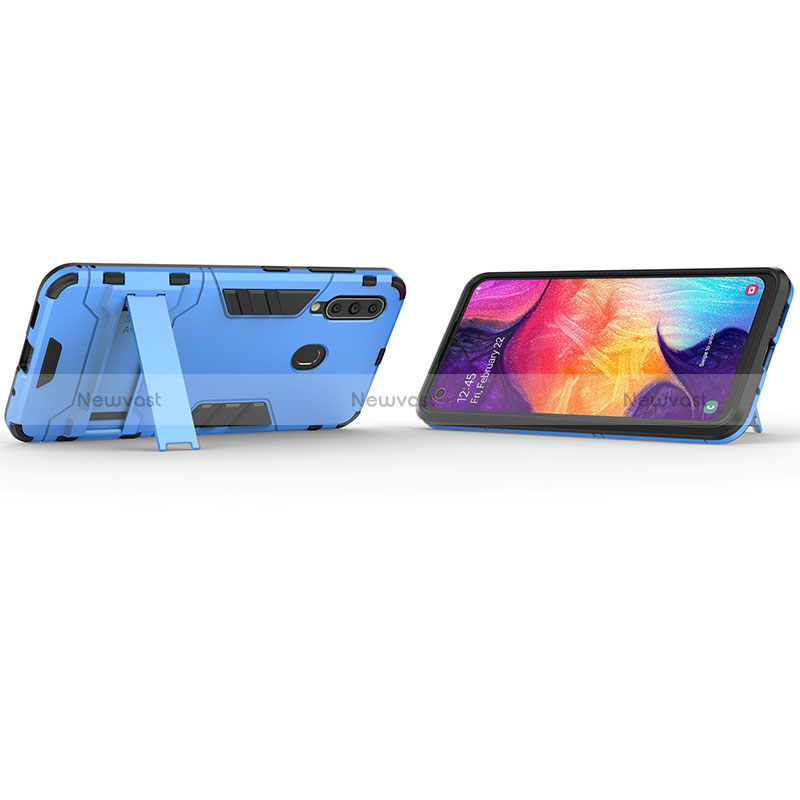 Silicone Matte Finish and Plastic Back Cover Case with Stand KC1 for Samsung Galaxy A60