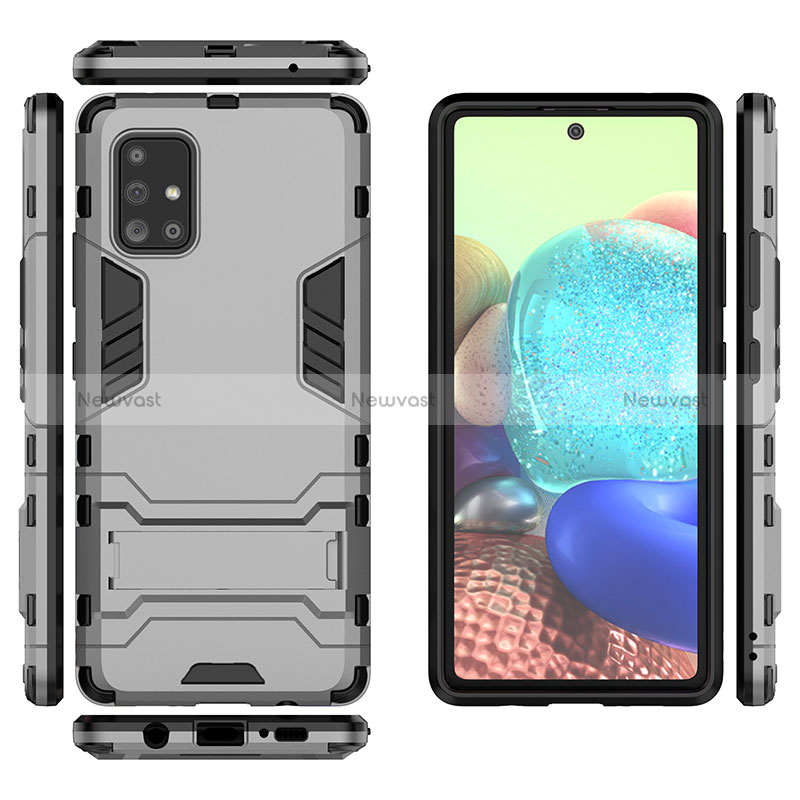 Silicone Matte Finish and Plastic Back Cover Case with Stand KC1 for Samsung Galaxy A71 5G