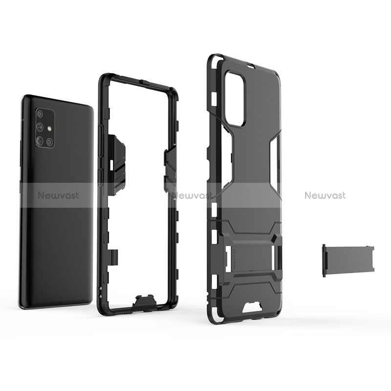 Silicone Matte Finish and Plastic Back Cover Case with Stand KC1 for Samsung Galaxy A71 5G