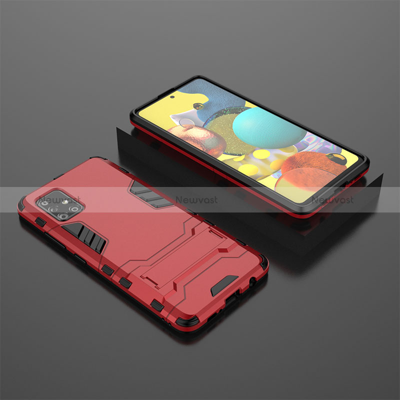 Silicone Matte Finish and Plastic Back Cover Case with Stand KC1 for Samsung Galaxy M40S