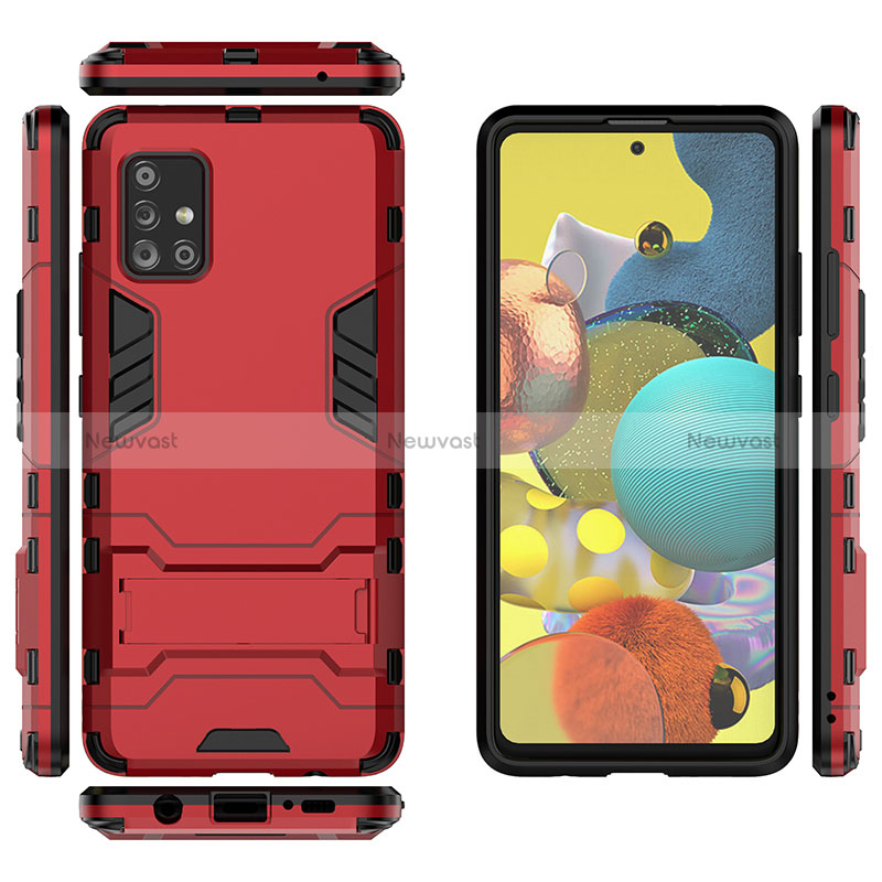 Silicone Matte Finish and Plastic Back Cover Case with Stand KC1 for Samsung Galaxy M40S