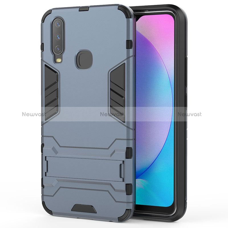 Silicone Matte Finish and Plastic Back Cover Case with Stand KC1 for Vivo Y11