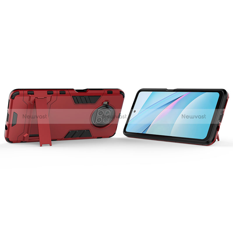 Silicone Matte Finish and Plastic Back Cover Case with Stand KC1 for Xiaomi Mi 10T Lite 5G