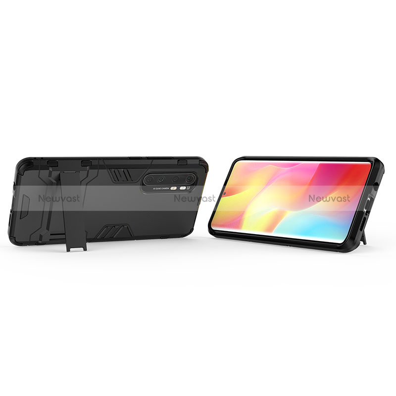 Silicone Matte Finish and Plastic Back Cover Case with Stand KC1 for Xiaomi Mi Note 10 Lite