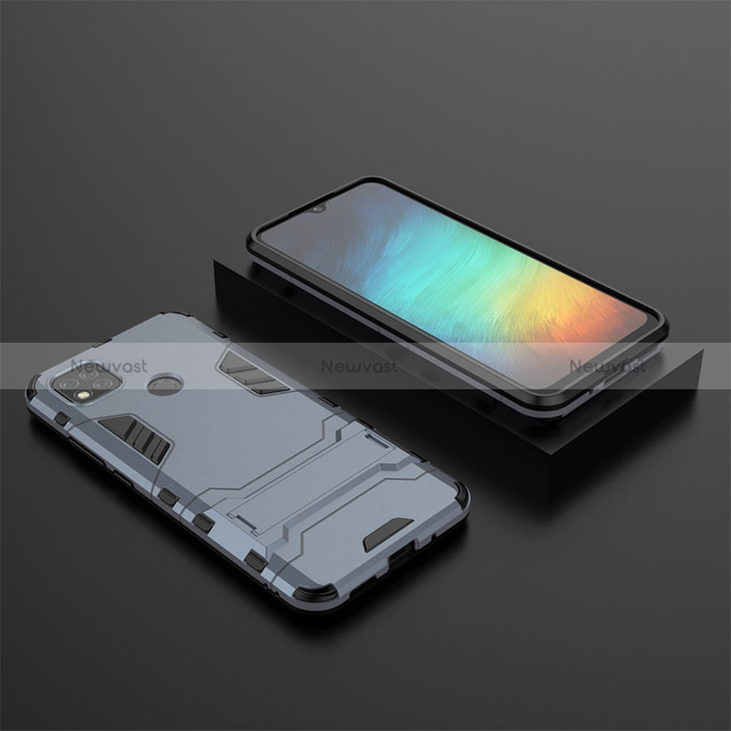 Silicone Matte Finish and Plastic Back Cover Case with Stand KC1 for Xiaomi POCO C3