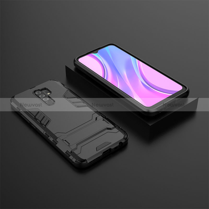 Silicone Matte Finish and Plastic Back Cover Case with Stand KC1 for Xiaomi Poco M2