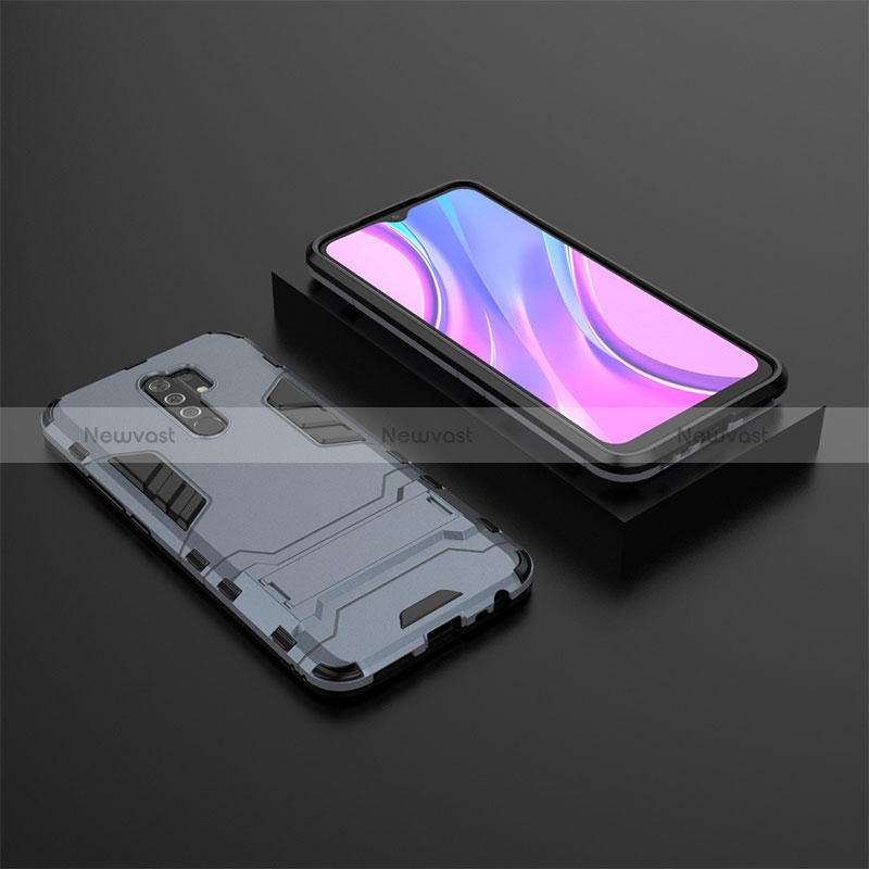 Silicone Matte Finish and Plastic Back Cover Case with Stand KC1 for Xiaomi Poco M2